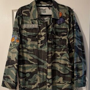 Dance & Marvel Camouflage Jacket with Floral Accents